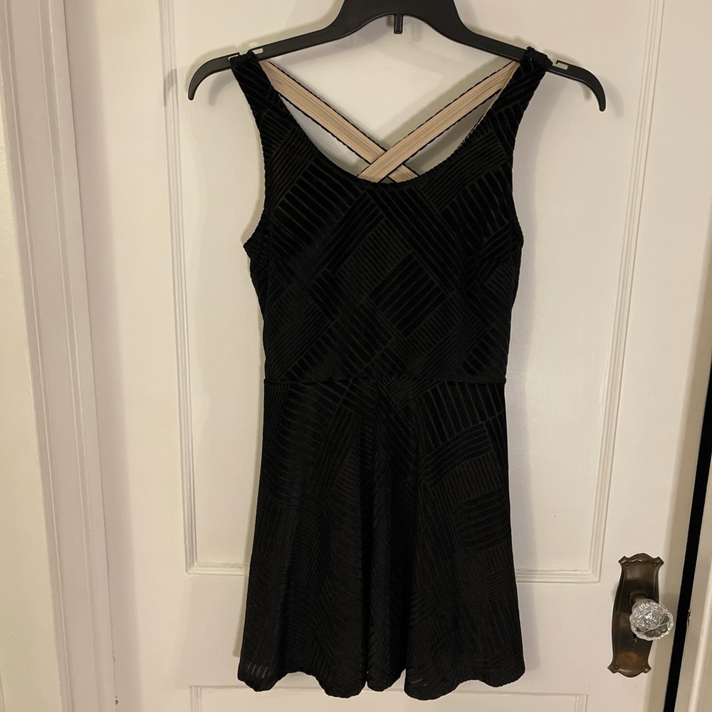 Candie's Burnout Velvet Skater Dress Black Crisscross Back JZ64Y020RN Medium